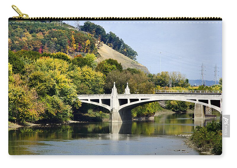 Bridge Zip Pouch featuring the photograph Clinton St. Bridge Prospect Mountain Binghamton NY by Christina Rollo