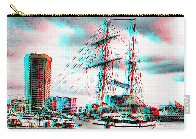 3d Zip Pouch featuring the photograph Clipper City - Use Red-Cyan 3D glasses by Brian Wallace