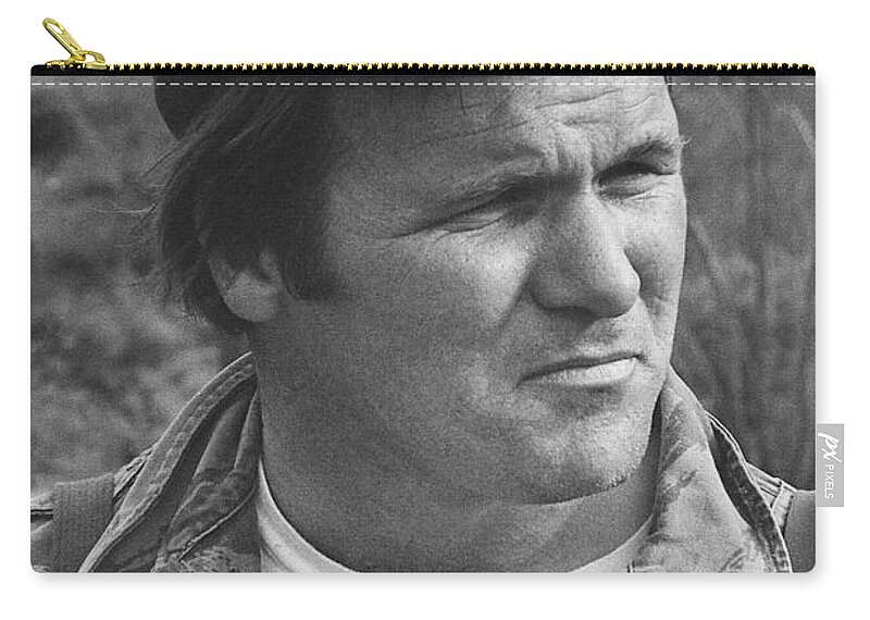 Close Up Of The Mercurial Barry Sadler Tucson Arizona 1971 Zip Pouch featuring the photograph Close up of the mercurial Barry Sadler Tucson Arizona 1971 by David Lee Guss