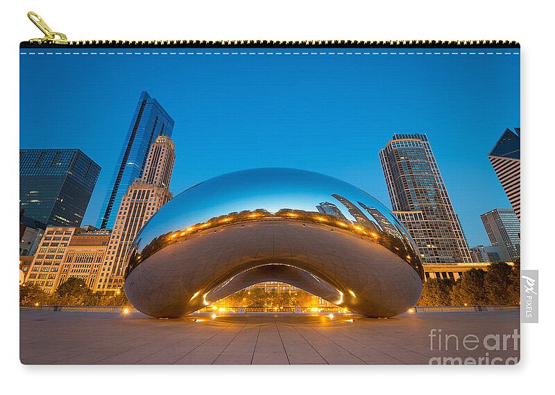 Cloud Gate Zip Pouch featuring the photograph Cloud Gate Chicago by Michael Ver Sprill