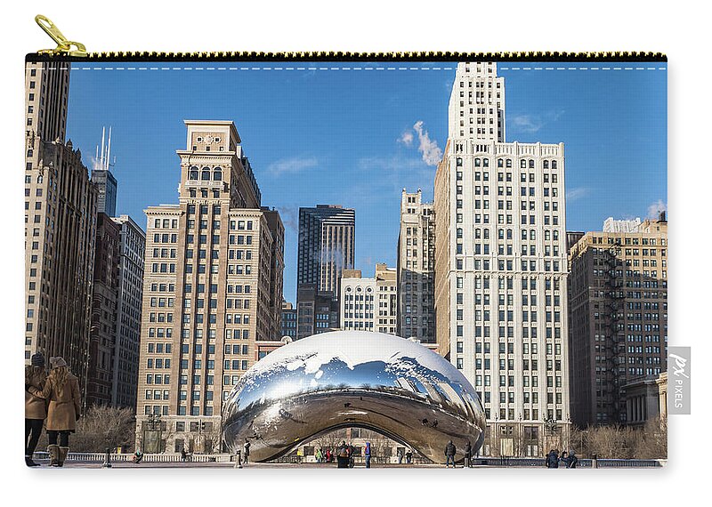 Usa Zip Pouch featuring the photograph Cloud Gate to Chicago by Framing Places