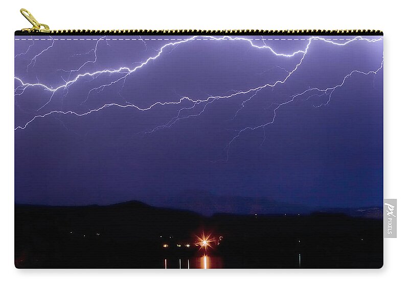 Lightning Zip Pouch featuring the photograph Cloud to Cloud Horizontal Lightning by James BO Insogna