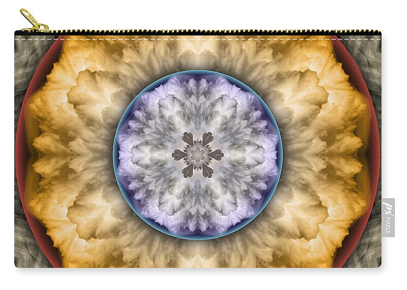 Symbolism Mandalas Zip Pouch featuring the digital art Cloudburst by Becky Titus