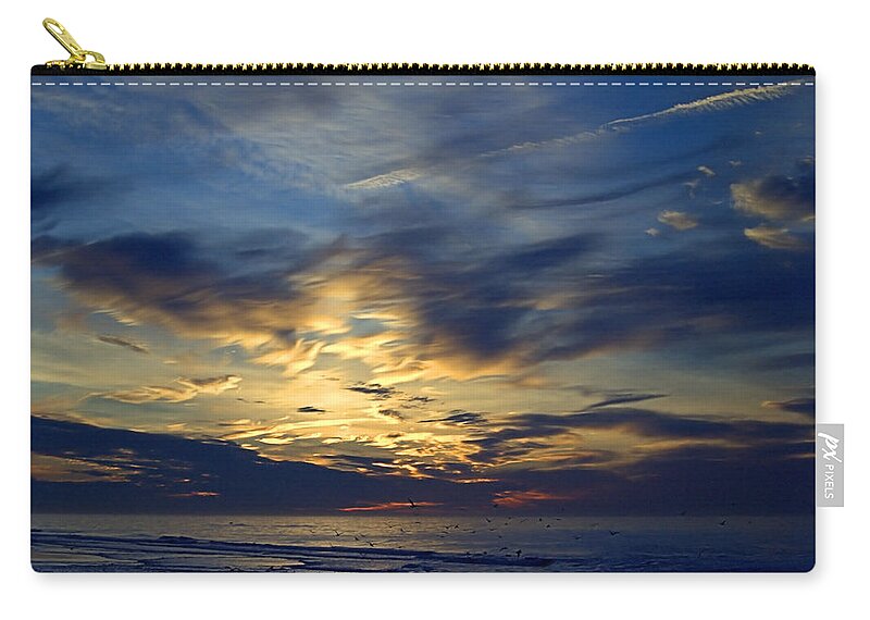 Clouded Sunrise Zip Pouch featuring the photograph Clouded Sunrise by Newwwman