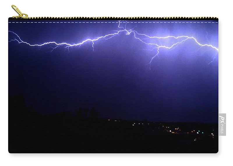 Thunderstorm Zip Pouch featuring the photograph Cloudhopper by Michael Oceanofwisdom Bidwell