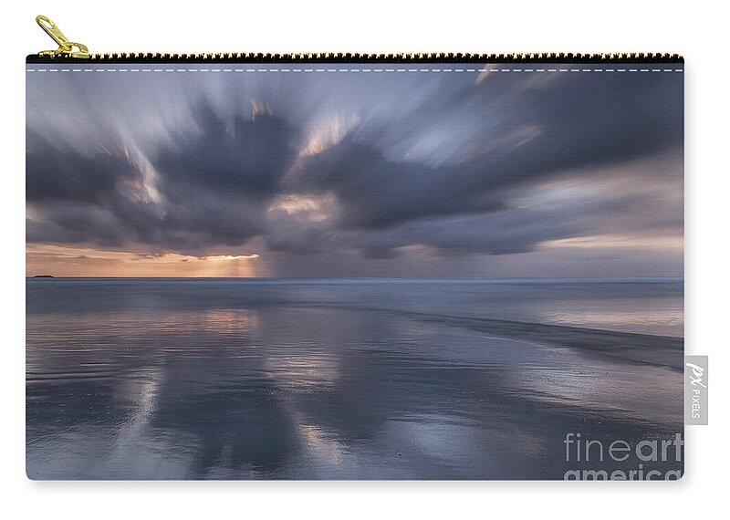 Beach Zip Pouch featuring the photograph Clouds at Sunset by Masako Metz