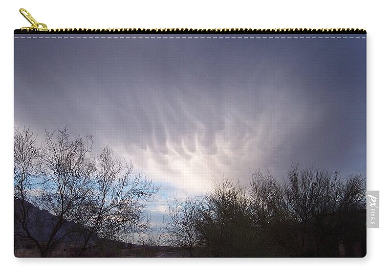 Skyscape Zip Pouch featuring the painting Clouds in desert by Mordecai Colodner