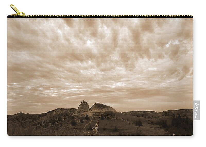 North Dakota Zip Pouch featuring the photograph Clouds over the Burning Coal Vein by Cris Fulton