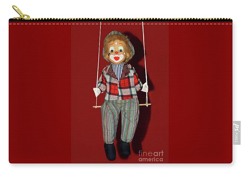 Clown On Swing Zip Pouch featuring the photograph Clown on Swing by Kaye Menner by Kaye Menner