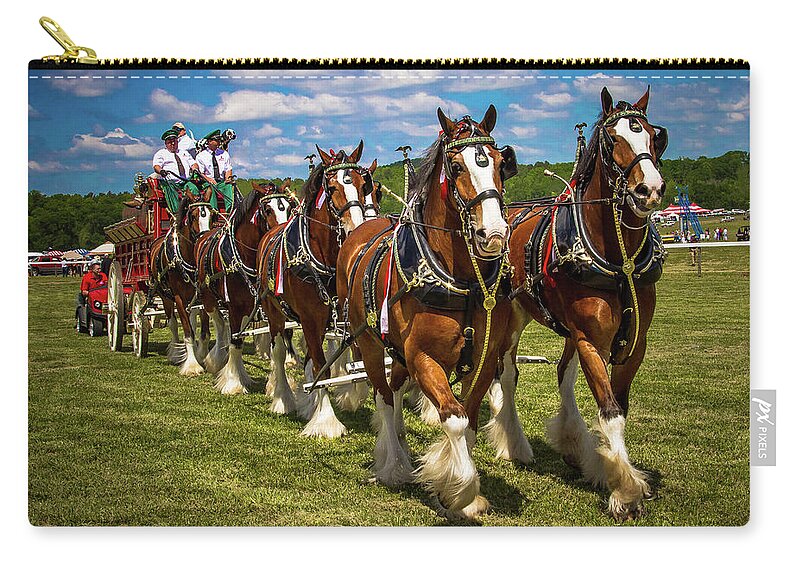 Horse Zip Pouch featuring the photograph Budweiser Clydesdale Horses by Robert L Jackson
