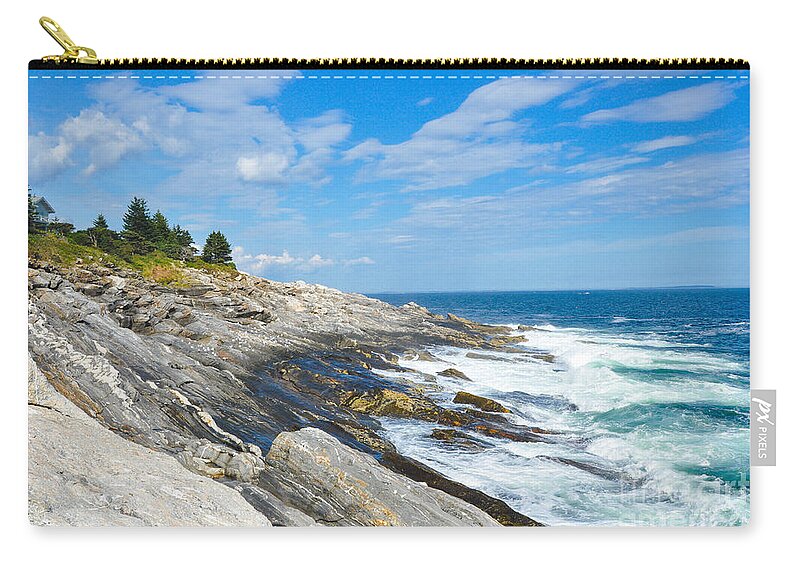 Maine Zip Pouch featuring the photograph Coastal Maine by Anna Serebryanik