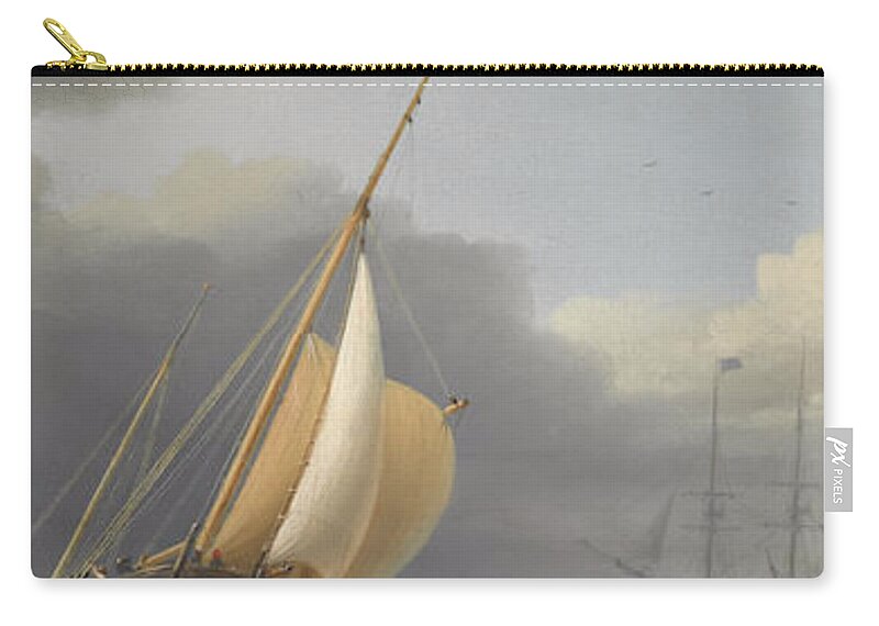 Dominic Serres (british 1722-1793) Coastal Shipping In Rough Seas Carry-all Pouch featuring the painting Coastal shipping in rough seas by MotionAge Designs
