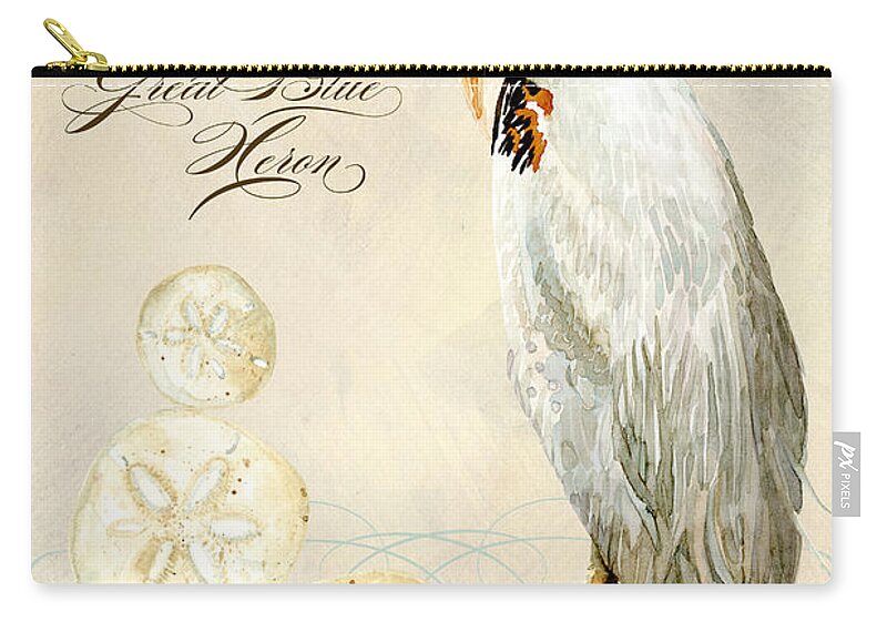 Watercolor Zip Pouch featuring the painting Coastal Waterways - Great Blue Heron by Audrey Jeanne Roberts