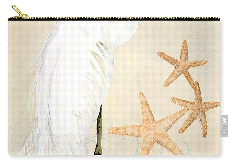 Watercolor Zip Pouch featuring the painting Coastal Waterways - Great White Egret by Audrey Jeanne Roberts