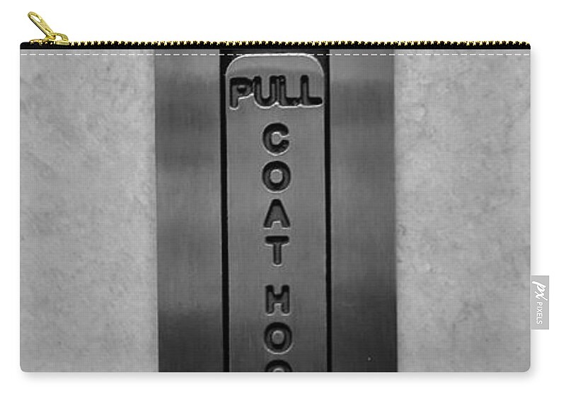 Coats Zip Pouch featuring the photograph Coat Hook B W by Rob Hans