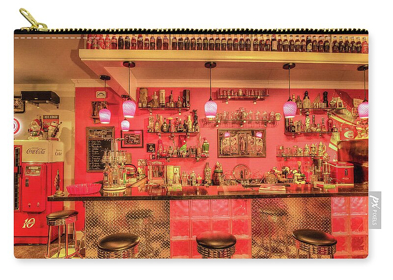 Coca Cola Zip Pouch featuring the photograph Coca Cola Bar Room by George Kenhan