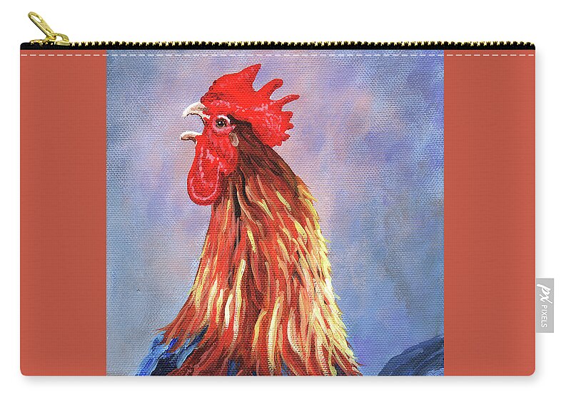 Timithy Zip Pouch featuring the painting Cock-a-doodle-doo by Timithy L Gordon