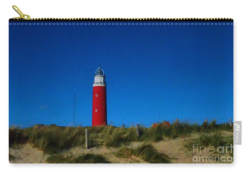  Building Zip Pouch featuring the photograph Cocksdorp Lighthouse by Mim White