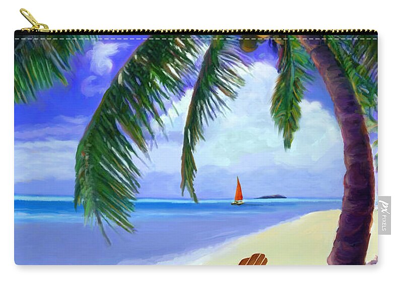 Beach Scene Zip Pouch featuring the painting Coconut Palm by David Van Hulst