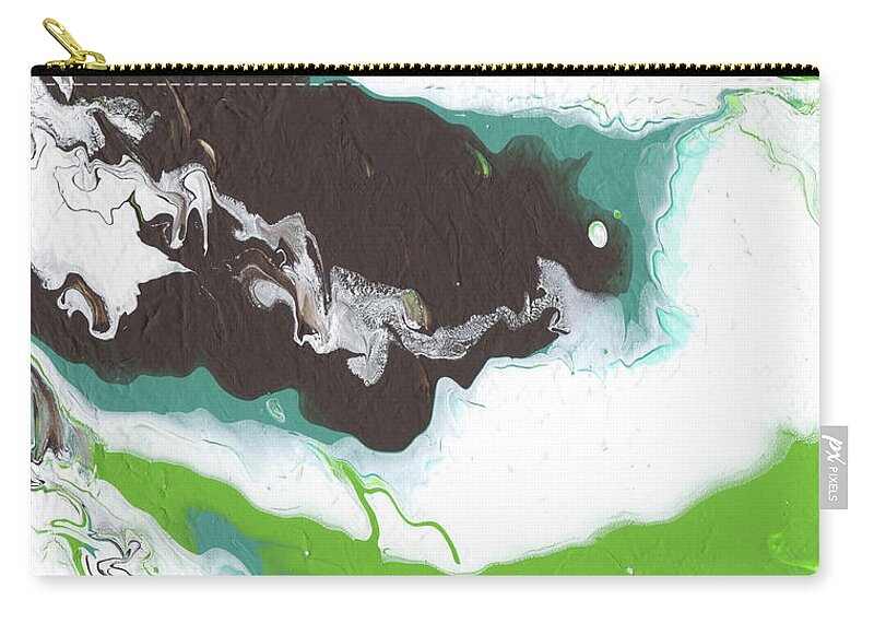 Green Zip Pouch featuring the mixed media Coffee Bean 2- Abstract Art by Linda Woods by Linda Woods