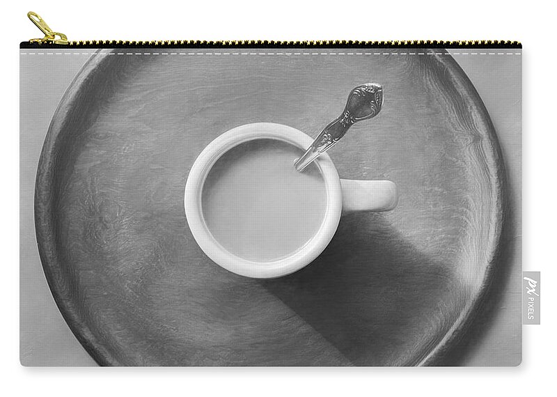 Scott Norris Photography Zip Pouch featuring the photograph Coffee on a Wooden Tray by Scott Norris