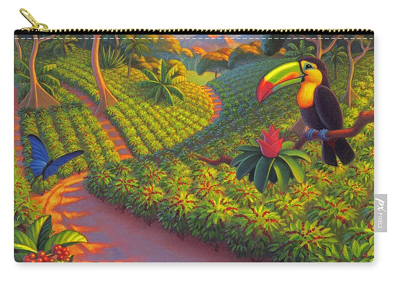 Coffee Plantation Zip Pouch featuring the painting Coffee Plantation by Robin Moline