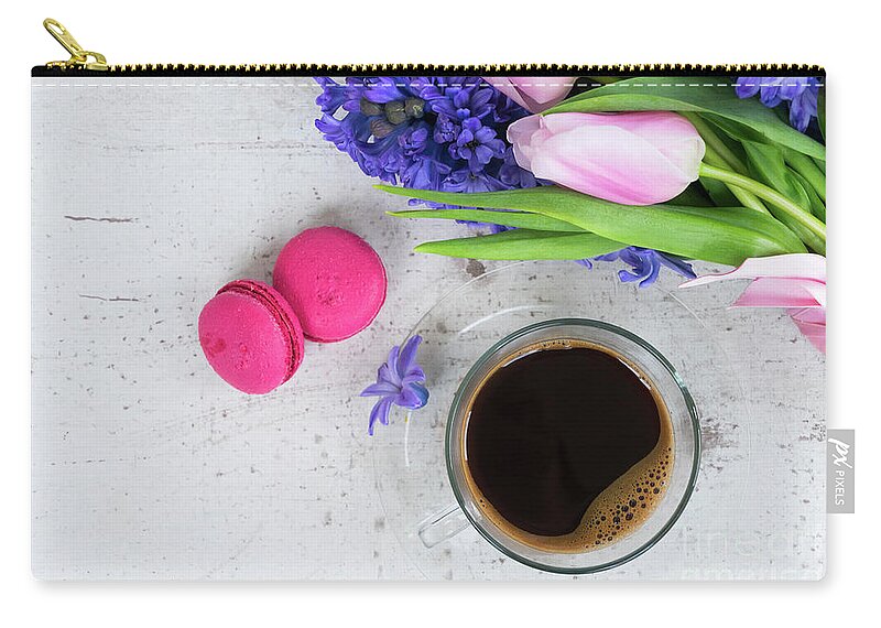 Tulip Zip Pouch featuring the photograph Good Morning Coffee by Anastasy Yarmolovich