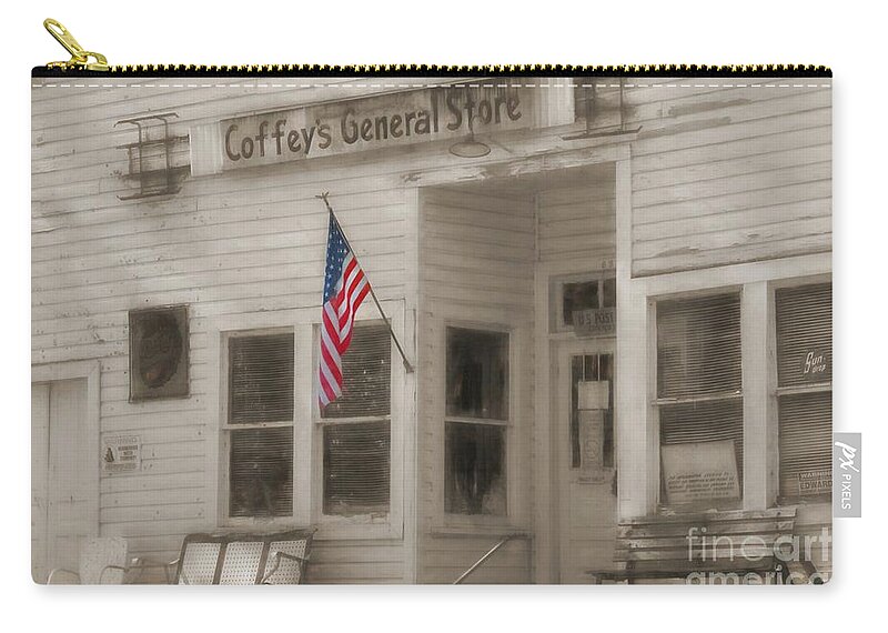 General Store Zip Pouch featuring the photograph Coffey's General Store by Benanne Stiens