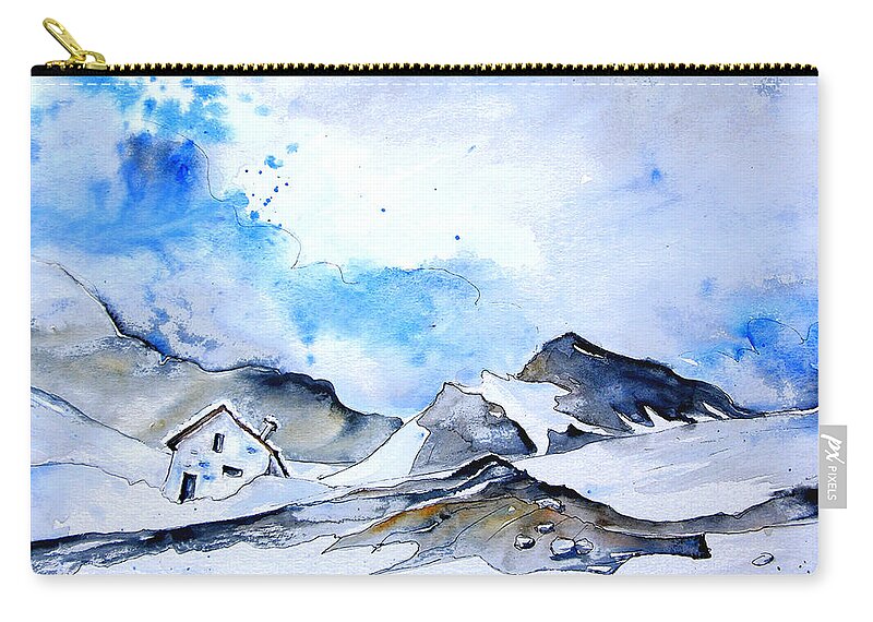 Montains Zip Pouch featuring the painting Col du Pourtalet in the Pyrenees 01 by Miki De Goodaboom