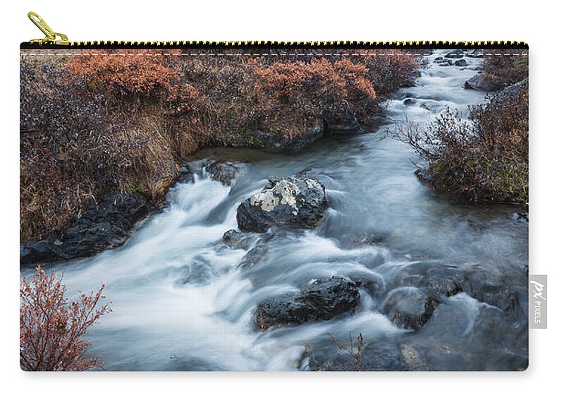 Alaska Zip Pouch featuring the photograph Cold Creek in Autumn by Tim Newton