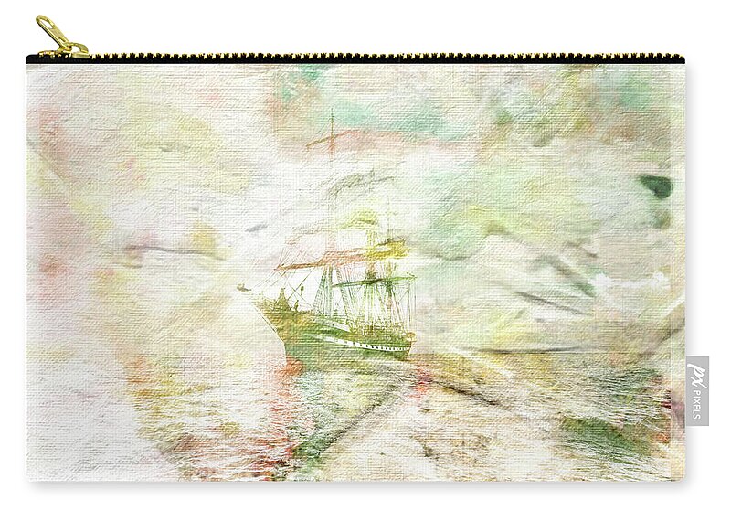 Ship Zip Pouch featuring the mixed media Collage 3 by Priscilla Huber