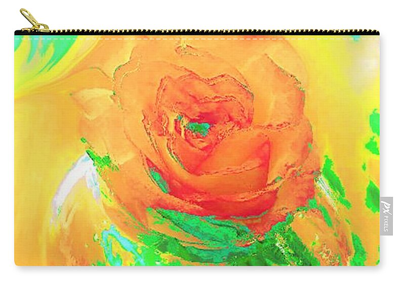 Digital Art Zip Pouch featuring the digital art Color Rose Vase by Tracey Lee Cassin