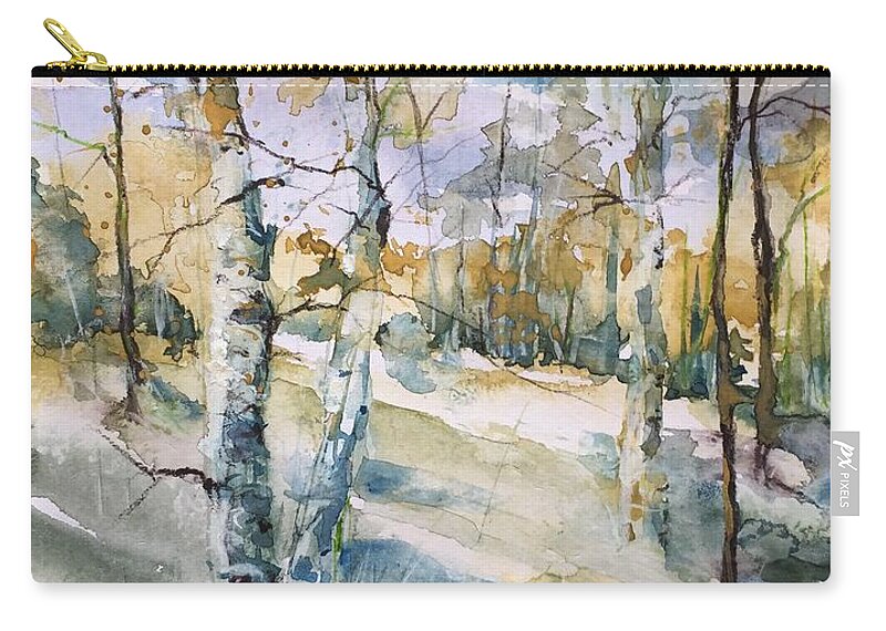 Crested Butte Zip Pouch featuring the painting Colorado Aspens and Cottonwoods by Robin Miller-Bookhout