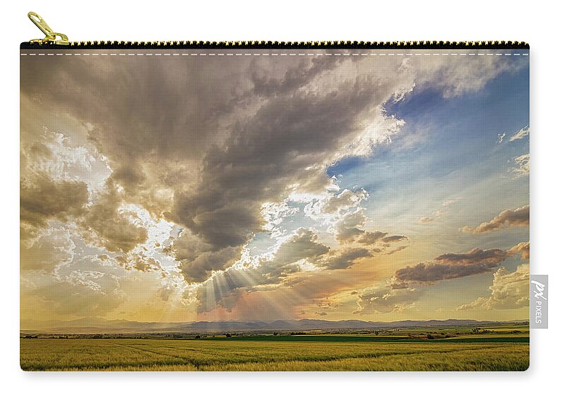 Seasons Zip Pouch featuring the photograph Colorado Big Sky Beams of Sunshine by James BO Insogna