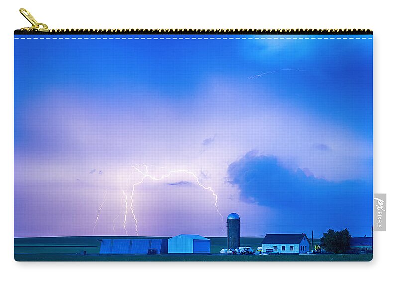 Country Zip Pouch featuring the photograph Colorado Country Lightning Storm by James BO Insogna