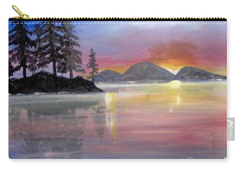 Color Zip Pouch featuring the painting Colored Lake by Saundra Johnson