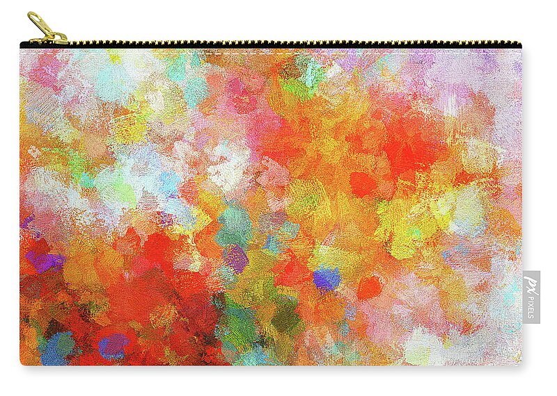 Abstract Zip Pouch featuring the painting Colorful Abstract Painting by Inspirowl Design