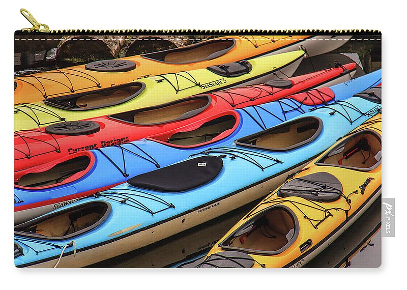 Alaska Zip Pouch featuring the photograph Colorful Alaska Kayaks by Joni Eskridge