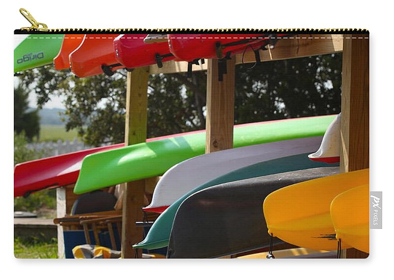 Canoes Zip Pouch featuring the photograph Colorful Canoes by Nadine Rippelmeyer