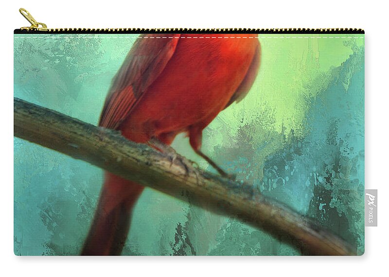 Cardinal Zip Pouch featuring the photograph Colorful Cardinal by Barbara Manis