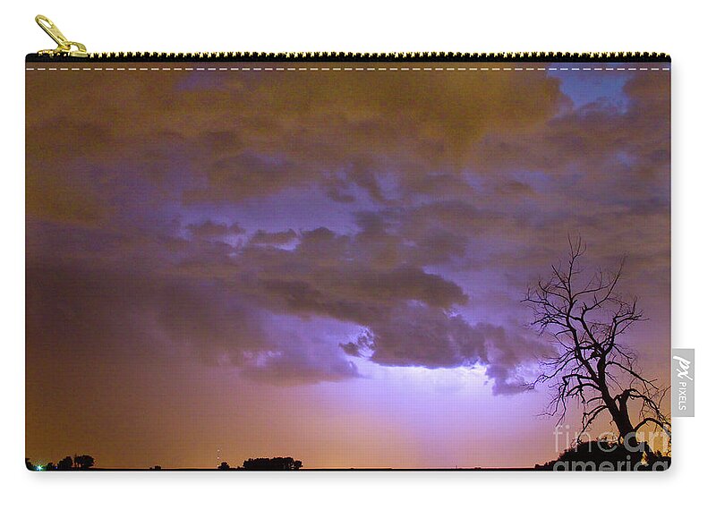 Tree Zip Pouch featuring the photograph Colorful Colorado Cloud to Cloud Lightning Thunderstorm 27 by James BO Insogna
