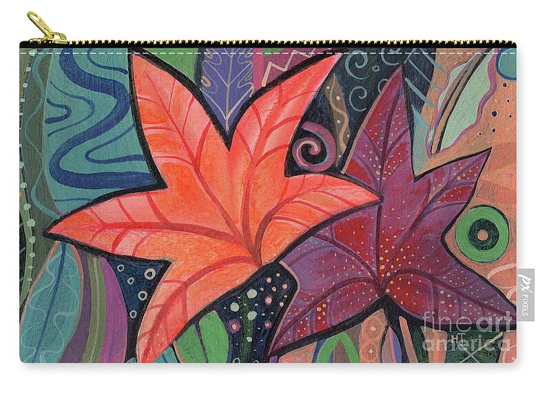 Leaves Carry-all Pouch featuring the painting Colorful Fall by Helena Tiainen