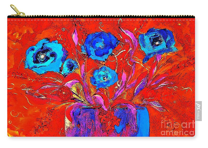 Pop Zip Pouch featuring the digital art Colorful Floral Pop by Lisa Kaiser