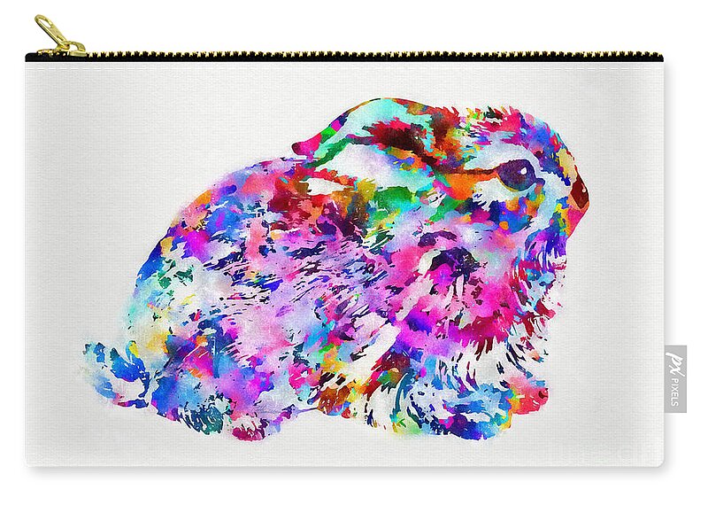 Color Fusion Zip Pouch featuring the mixed media Colorful Hare Art by Olga Hamilton