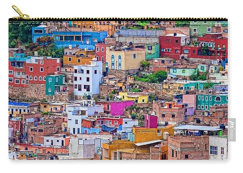 Colorful Houses Carry-all Pouch featuring the photograph Colorful Houses In Guanajuato 2 by Tatiana Travelways