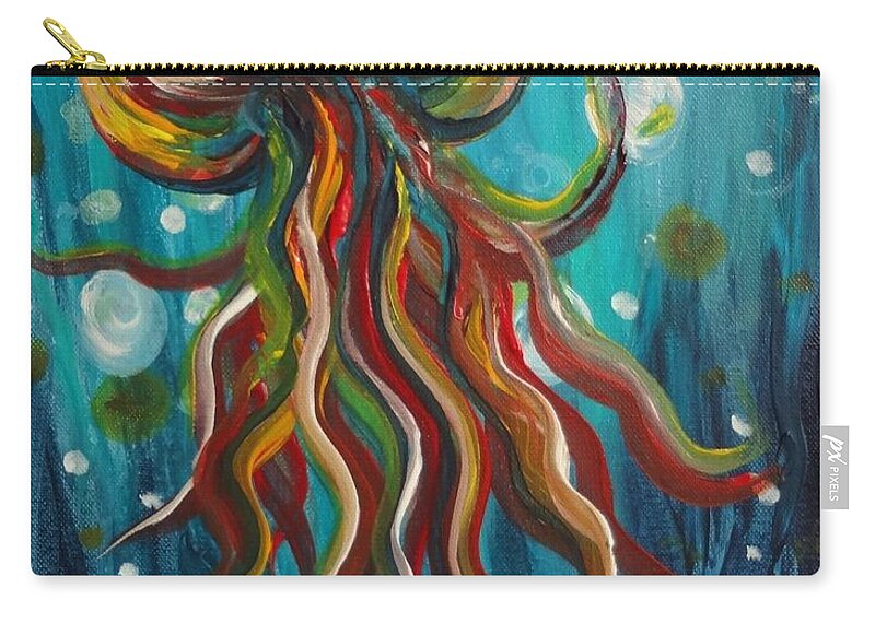 Colorful Zip Pouch featuring the painting Colorful Jellyfish by Michelle Pier