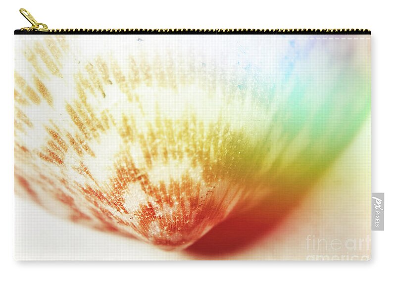 Aquatic Zip Pouch featuring the photograph Colorful light flare over seashell by Jorgo Photography