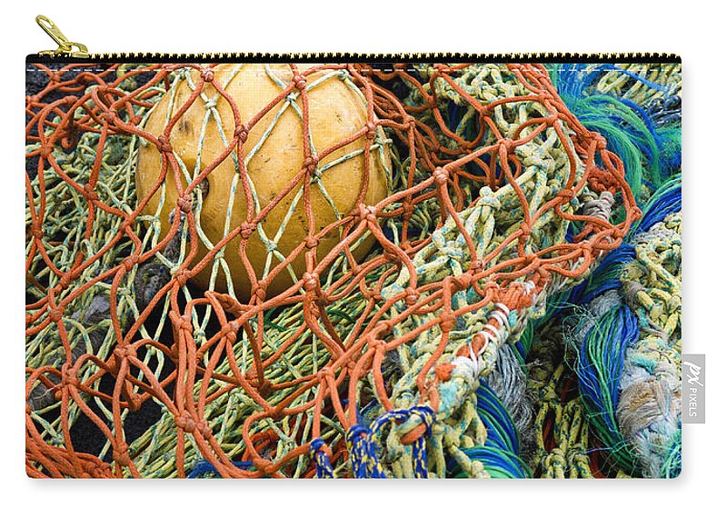 Fishing Zip Pouch featuring the photograph Colorful Nets and Float by Carol Leigh