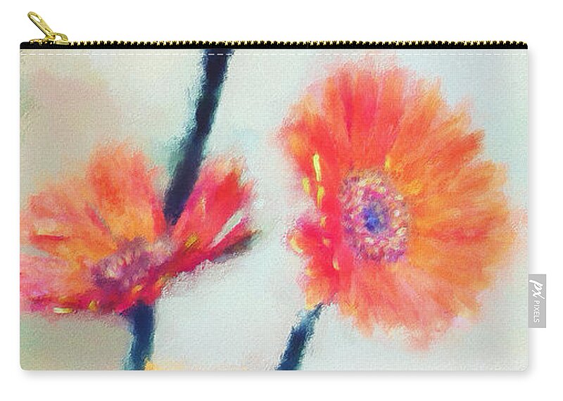 Zinnia Zip Pouch featuring the photograph Colorful Orange Zinnias by Lois Bryan