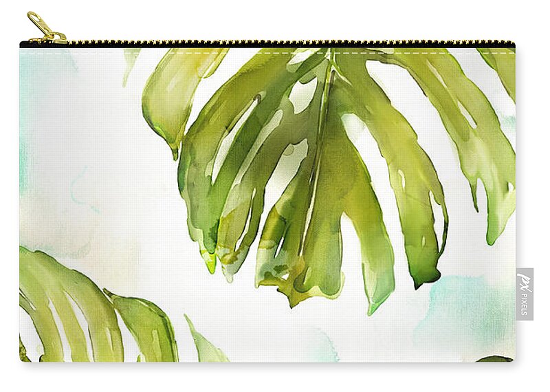 Watercolor Zip Pouch featuring the painting Colorful Palm by Mauro DeVereaux